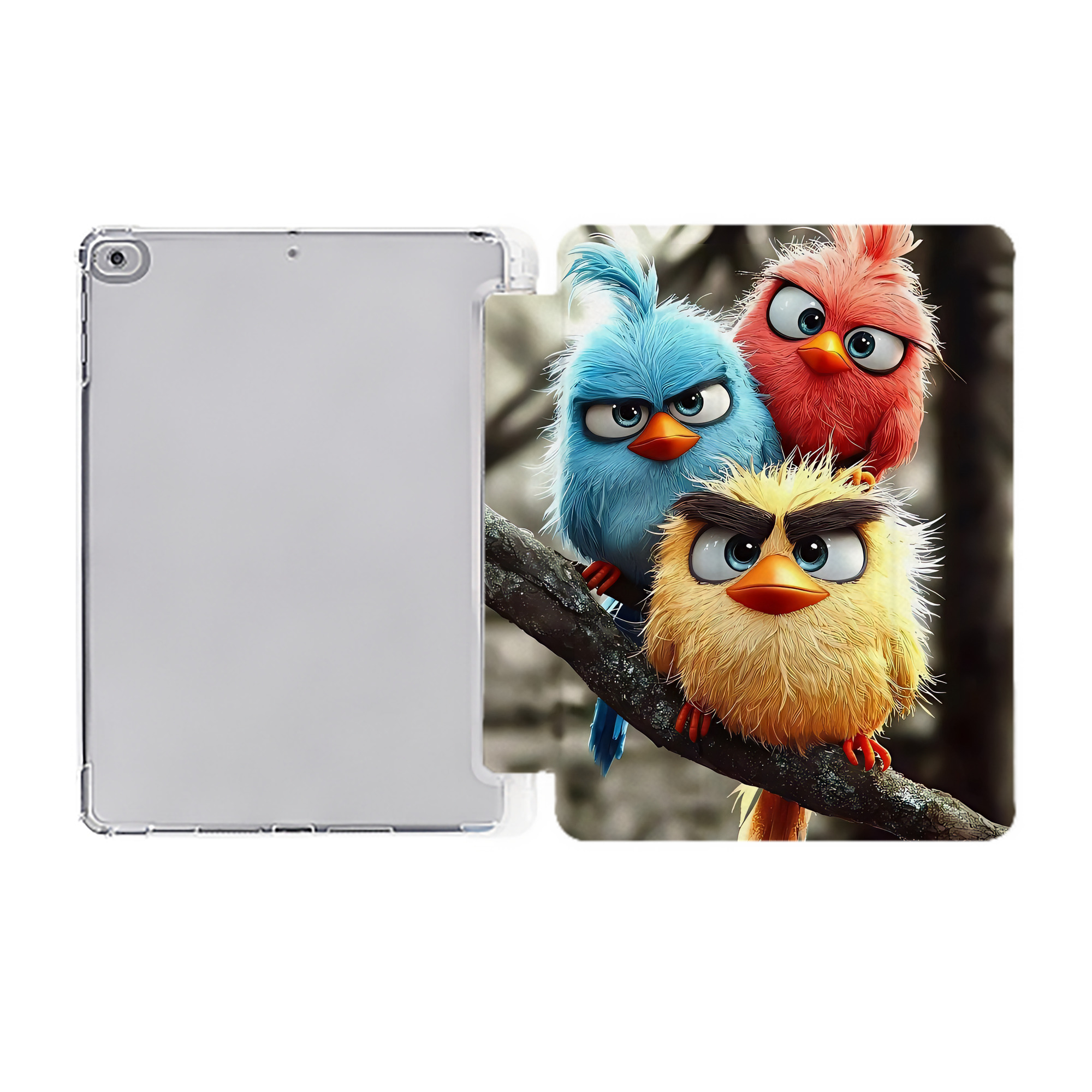 （画像用） Angry Birds アングリーバード IPad ケース ペン収納付き 三つ折りスタンド PUレザー×シリコン 対応機種9.5/10.5/10.9インチ
